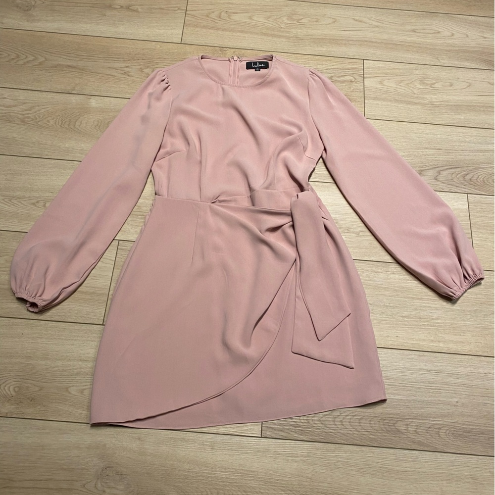 Lulus Pink Tie Front Skater Dress